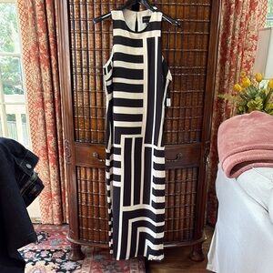 Donna Morgan Black and White Asymmetrical Maxi Dress